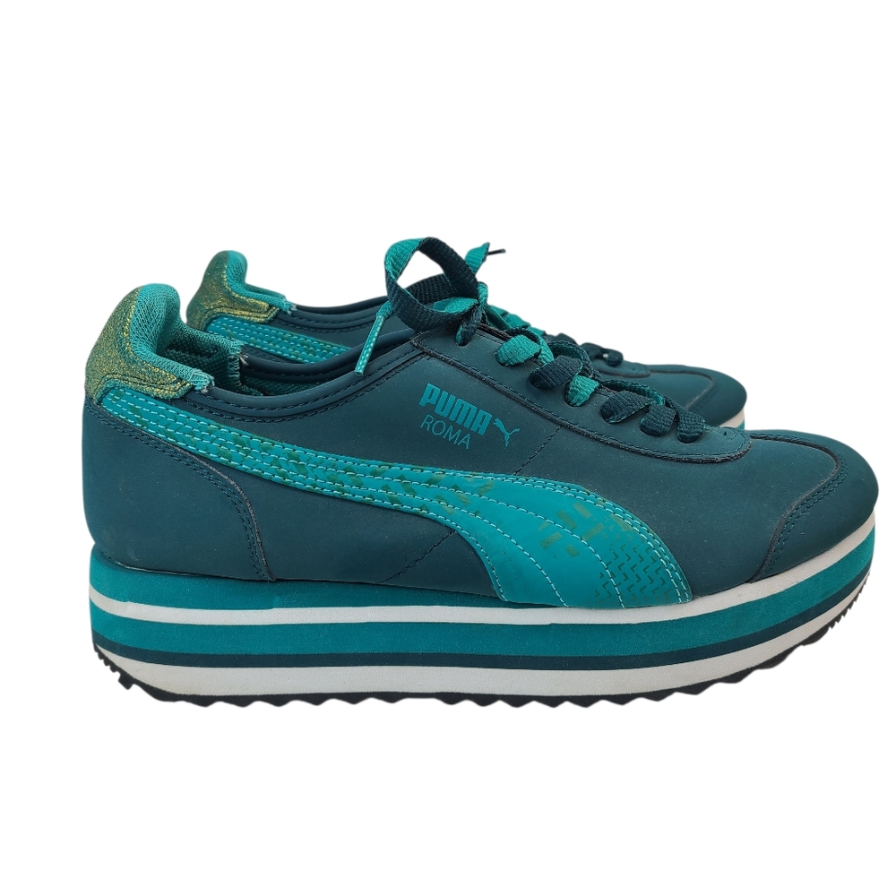 Puma Roma Women's Teal Slim Stacked Platform Sneakers Women's Size 8.5